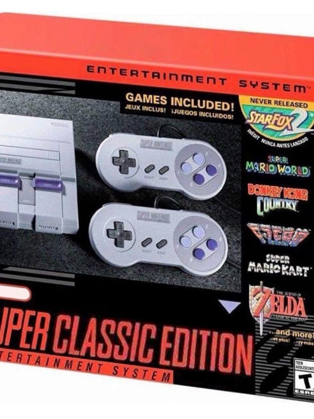Super Nintendo Entertainment System with 2 Controllers and preloaded games
